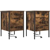 vidaXL Nachtkastje 2 st Rook Eiken 42 x 41 x 61 cm Bewerkt hout