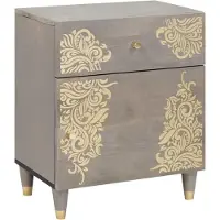 vidaXL Nachttafeltje met Deur Grijs 50 x 33 x 60 cm Massief Mango Hout