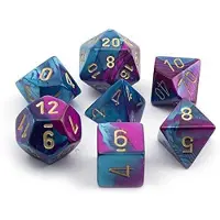 Chessex Gemini Purple-Teal/Gold Polydice (7)