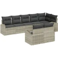 vidaXL Tuinbank Set 9 st 8-Aantal zitplaatsen Lichtgrijs poly rattan