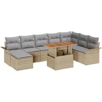 vidaXL Tuinset, 9-delig, beige en lichtgrijs