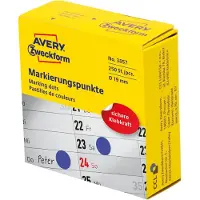 Avery Zweckform Markeringspunten in dispenser 3857 Permanent klevend Blauw 19 mm rond 250 Stuks op rol