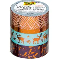 Folia decoratietape wasitape metaaleffect koper, set van 4