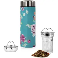 Yoko Design LiberTea – Cherry Blossom theefles 350 ml – RVS, BPA-vrij, lekvrij, met 2 infusiefilters