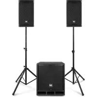 Power Dynamics Combo1200 set met statieven - 2.1 actieve speaker set met Bluetooth - 1200W