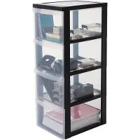 Iris Design Chest ladesysteem - 4 diepe lades - Kunststof - Zwart/Transparant