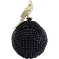 Kare Papegaai decoratieve doos, hoogte 40 cm, polyresin, zwart, goud Parrot, zwart, Woon-/ Eetkamer, Kunststof