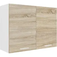 VCM Esilo keuken bovenkastje 80 cm 2 deurenwit, eik decor.