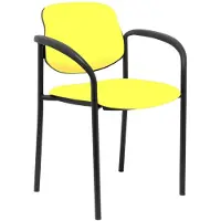 Nowy Styl Stoel, Villalgordo, imitatieleer, gele basis, zwart, met armleuningen