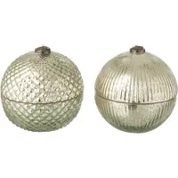 J-Line geurkaars kerstbal - glas - zilver - large - 2 stuks