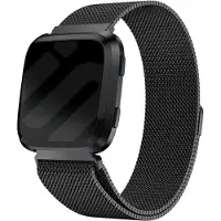 Strap-it Milanees Smartwatch bandje - Geschikt voor Fitbit Versa / Versa 2 Milanese band - zwart - Horlogeband / Polsband / Armband - Maat: Maat L