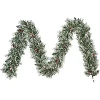Black Box Vandans kerstguirlande | groen met bevroren details & dennenappels | 270cm