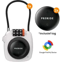 Proride Cijferslot – 3-cijferig Hangslot – Met Android Tag – Inclusief Smarttag 2 stuks – Kofferslot – Reisslot – Bagageslot – Skislot - Wit