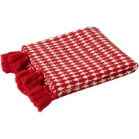 J-Line plaid Kerstbomen - katoen - kerstrood/wit