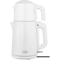 Mulex | MX051 Tea express | elektrische Turkse theepot | Wit Rvs | - 2.0L + 1.2L | Led-indicator | 360° basis | 1650 W