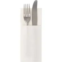 Papstar 50 Servetten ROYAL Collection 40 cm x 30 cm wit met bestekvouw