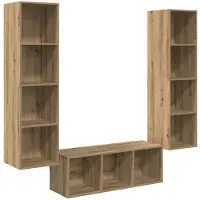 vidaXL Tv-meubelset 3 st Artisan Eiken Bewerkt hout