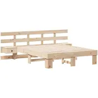 vidaXL Bedframe met hoofdeinde Bruin 140 x 190 cm Massief grenenhout