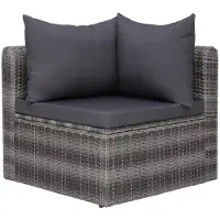 vidaXL 4-delige Loungeset met kussens poly rattan grijs