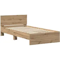vidaXL Bedframe met Hoofdbord Artisanaal eiken 203 x 104 x 70 cm