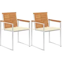 vidaXL Tuinstoelen 2 st met kussens massief acaciahout en staal
