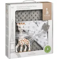 Vulli Couverture Sophie la Girafe Girafe : blanche et marron / plaid : gris