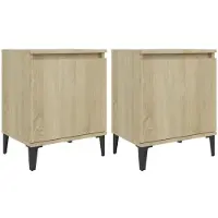 vidaXL Nachtkastjes met metalen poten 40x30x50 cm sonoma eikenkleurig