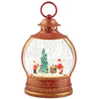 Lumineo Kerstlantaarn met kerstfiguren en kerstboom | | 25.5 cm
