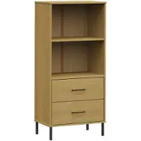 vidaXL Boekenkast met 2 lades OSLO 60x35x128,5 cm massief hout bruin
