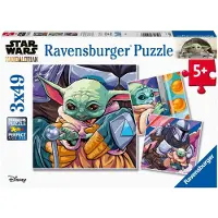Ravensburger Star Wars The Mandalorian: Grogu Moments - Kinderpuzzelset van 3 x 49 stukjes | Unieke en in elkaar passende stukjes | Ontwikkelt pr