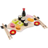 Woet Houten Sushi Speelset - 21-delig Japans Rollenspel Speelgoed - Inclusief Stokjes, Sojasaus en Serveerplank - Speelgoedeten - Educatief Keukenspeelgoed - Vanaf 3 Jaar
