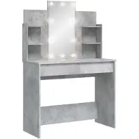 vidaXL Schminktafel met LED-verlichting, betonkleur, 96x40x142 cm