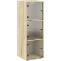 vidaXL Wandkast met glazen deuren 35x37x100 cm sonoma eikenkleurig