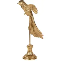 Baroque - Decoratief beeld of figuur - Vogel op Standaard 49,5 cm - Goud - Resin - 49.5x24x18 - Polyresin