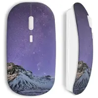 MANIACASE Draadloze Muis - Paars - Sky Mountain - Compatibel met Mac en PC - WiFi USB Sleutel - Draadloos