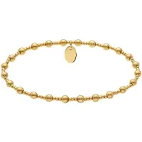Lucardi - Dames Stalen goldplated kralenarmband voor dames - Armband - Staal - Goudkleurig - 17 cm