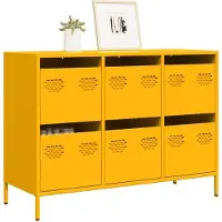 vidaXL Dressoir 101,5x39x73,5 cm koudgewalst staal mosterdgeel