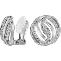 Traveller Clip Oorbellen - Oorclips Dames - Zilverkleurig - Kristallen - Geplatineerd - 20 mm - 157827