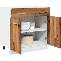 vidaXL Onderkast met lade Lyon 80x46x81,5 cm bewerkt hout oud houtkleurig