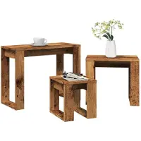 vidaXL 3-delige Bijzettafelset bewerkt hout oud houtkleurig