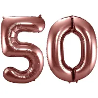 Folat Verjaardag Leeftijd folieballonnen - 50 jaar - rose goud - 86 cm - cijferballon groot - Abraham geworden