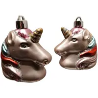 Villa Volance Kerstornament 5 cm lang – Unicorn Roze met Glitter – Luxe Kerstbal – Magische Kerstdecoratie