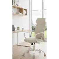 Alta ErgoLuxe Comfort Bureaustoel – Ergonomische Draaistoel met Verstelbare Hoogte & Schommelstand – Luxe Kantoorstoel met Dikke Zitting, Ademend Textiel & Stabiele Stalen Basis – Cappuccino Beige