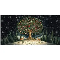 PosterMonkey Poster 120x60 cm - Feestboom - Winterhemel - Kleurrijk - Posters - Kamer decoratie - Wanddecoratie woonkamer - Muurdecoratie slaapkamer - Kerstversiering - Kerstdecoratie voor binnen - Kerstmis