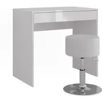 Vicco Sherry Kaptafel – 81.4 cm met kruk Wit/wit hoogglans