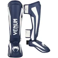 Venum Elite Kickboks Scheenbeschermers Navy Blauw Wit - M