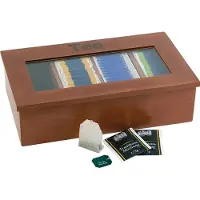 Aps Theedoos Hout 33,5x20cm Donkerbruin, Opbergblikken, Bruin