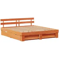 vidaXL Bedframe met lade Wasbruin 200 x 200 cm Massief grenenhout