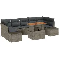 vidaXL Tuinbank Set 8 st Grijs Poly rattan