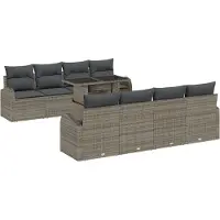 vidaXL Tuinbank Set 9 st Grijs Poly Riet